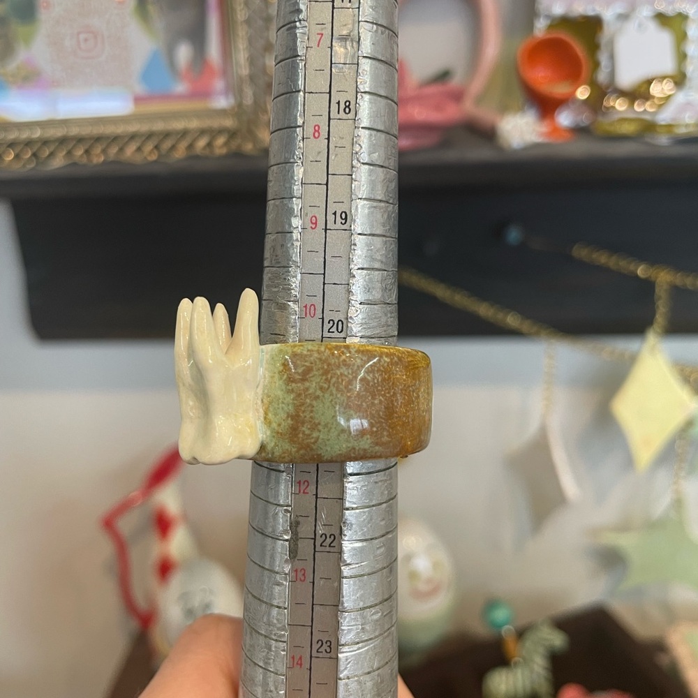 Handmade Ceramic Tooth Ring - Picture 4 of 4